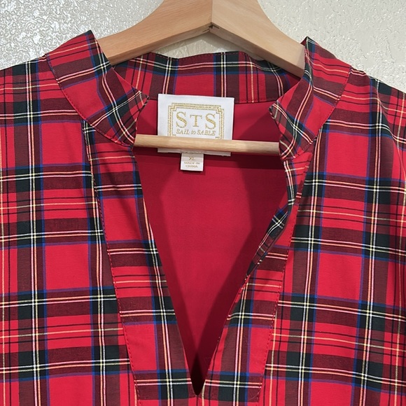 SAIL TO SABLE WOMENS RED PLAID LONG SLEEVE TUNIC FLARE DRESS Sz XL - Picture 6 of 12